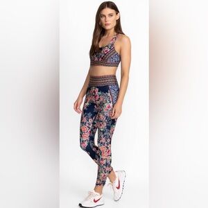 Johnny Was Floral Bee Active High Waist Ruched Legging Size Small